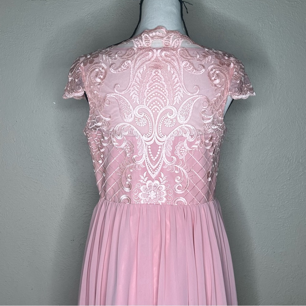 JJs House pink chiffon lace cocktail dress - Picture 7 of 8